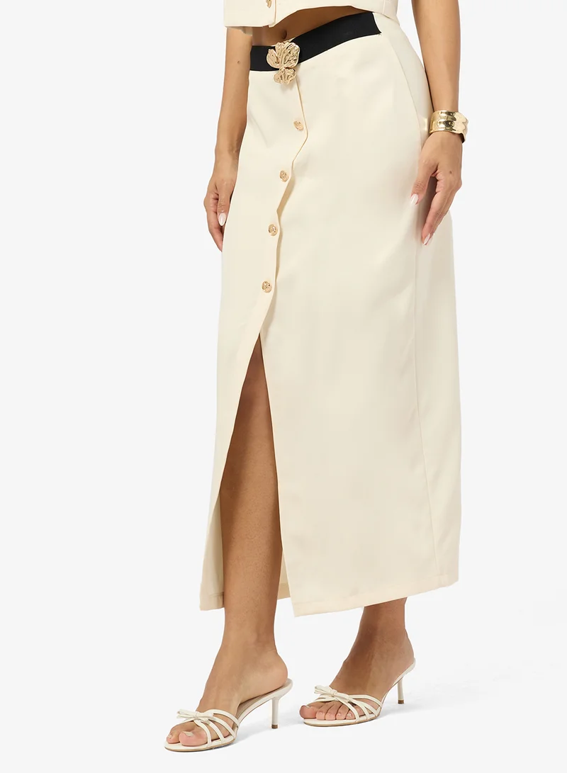 Ginger  Button Up Vest and A Line Skirt Coord Set for Women | Best Price UAE